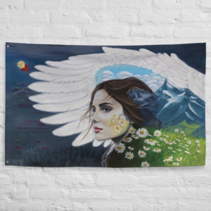 Under God's Wing Flag Print