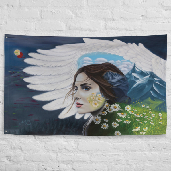 Under God's Wing Flag Print